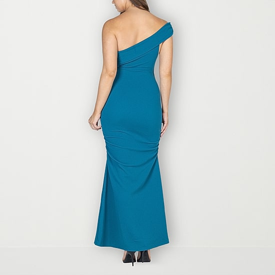24seven Comfort Apparel Womens Asymmetrical Neck Sleeveless Maxi Dress
