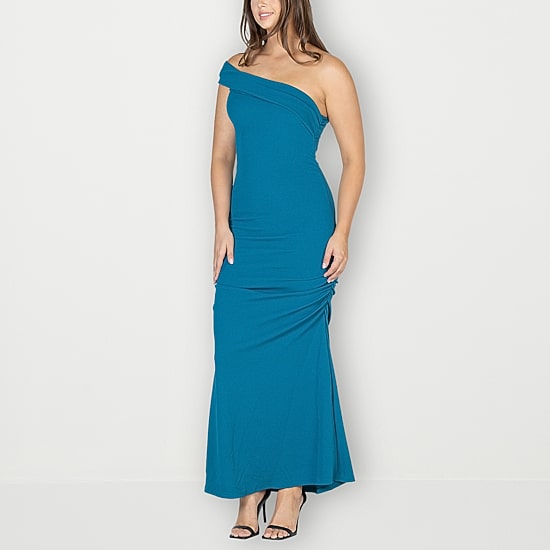 24seven Comfort Apparel Womens Asymmetrical Neck Sleeveless Maxi Dress
