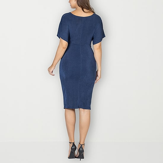 24seven Comfort Apparel Womens Short Sleeve Wrap Dress