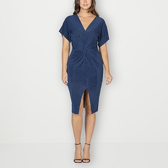 24seven Comfort Apparel Womens Short Sleeve Wrap Dress
