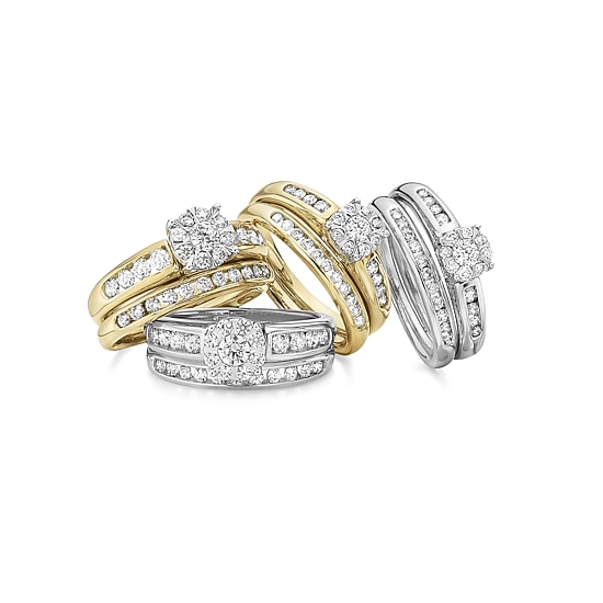 Round 1/2 CT.T.W. Natural Diamond Side Stone Bridal Set in 10K or 14K Gold