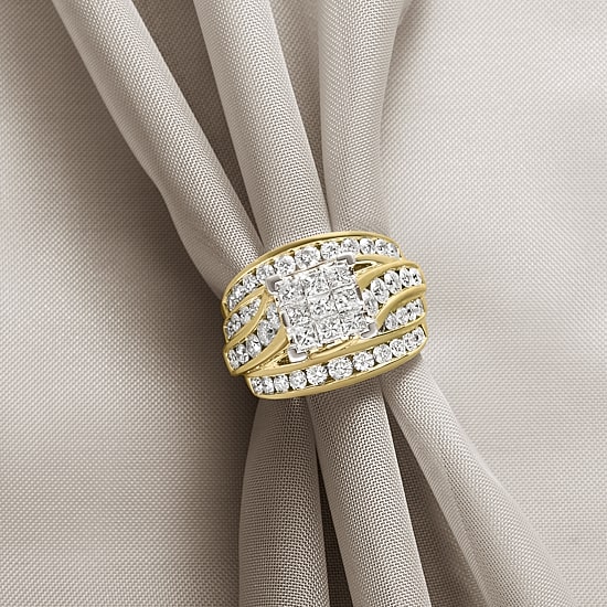 3 CT.T.W. Natural Diamond Side Stone Engagement Ring in 10K or 14K Gold