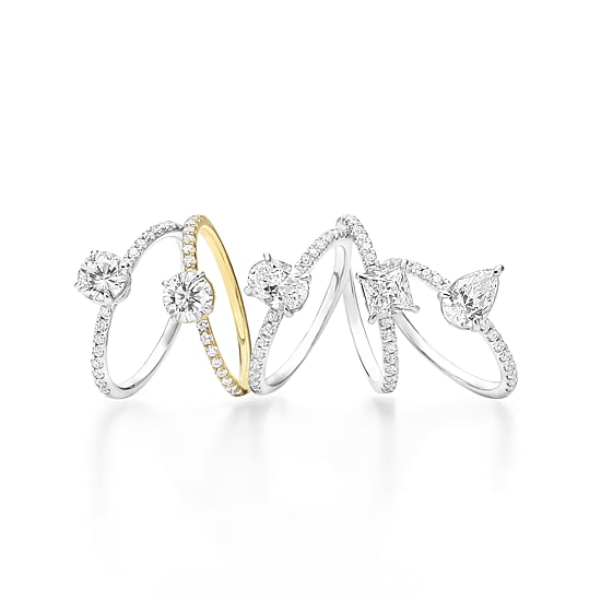 (G-H /  Si1-Si2) Womens 1 CT. T.W. Lab Grown White Diamond 10K Gold Oval Side Stone Engagement Ring