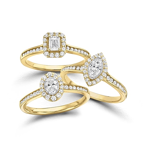 (H-I / Si1-Si2) Womens 1/2 CT. T.W. Lab Grown White Diamond 10K Gold Marquise Side Stone Halo Engagement Ring