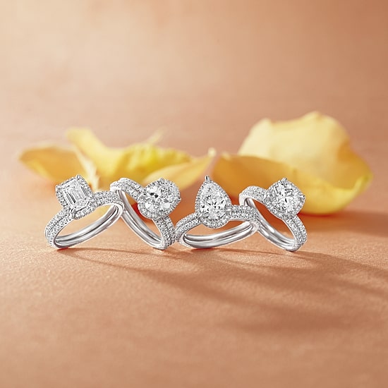 Signature By Modern Bride Womens 2 CT. T.W. Lab Grown White Diamond 10K White Gold Round Side Stone Halo Bridal Set