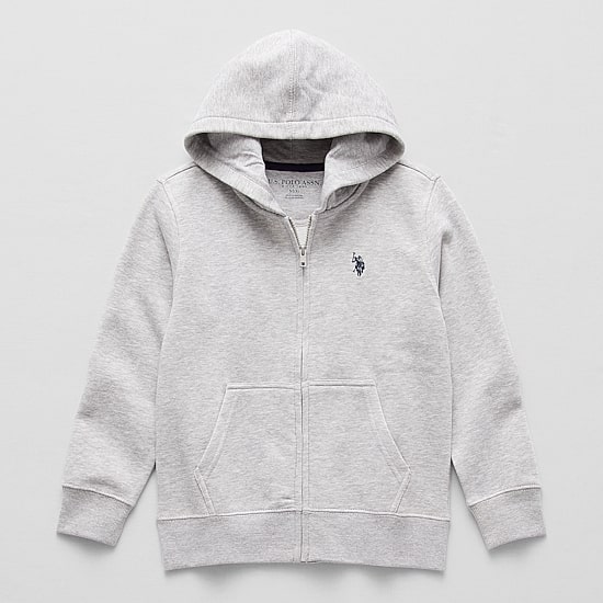 U.S. Polo Assn. Little & Big Kid Boys Long Sleeve Embroidered Fleece Zipper Hoodie