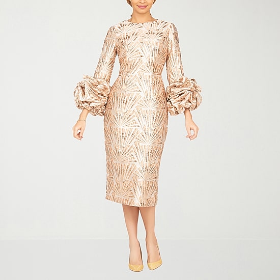 Giovanna Signature Womens Crew Neck Long Sleeve Easy-on + Easy-off Geometric Shift Dress