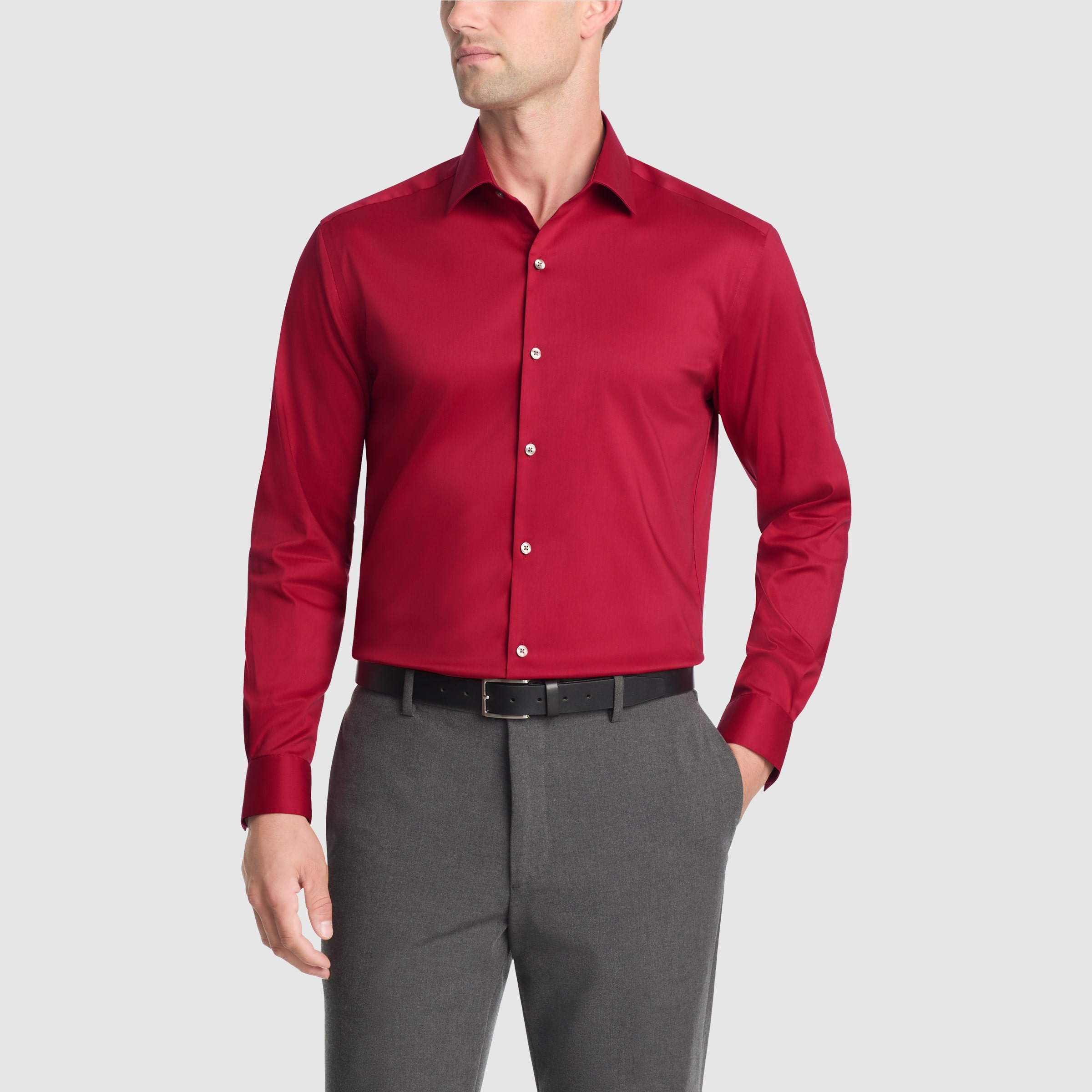 Van Heusen Ultra Flex Mens Slim Fit STRETCH FABRIC Wrinkle Free Long Sleeve Dress Shirt