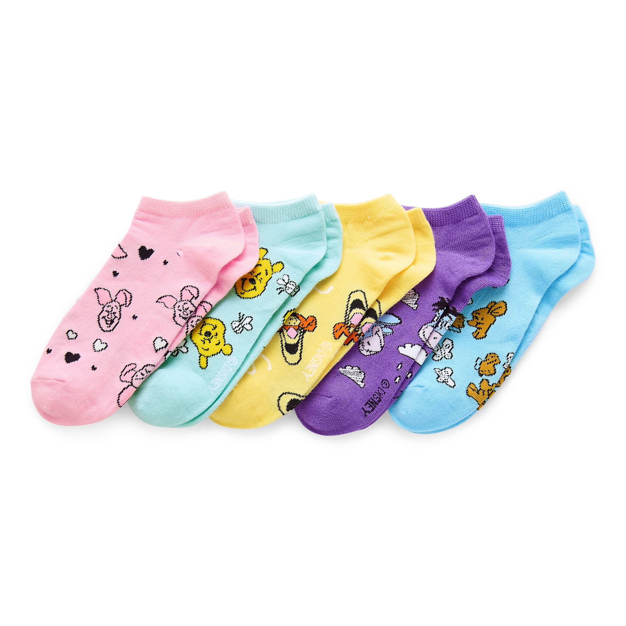 Womens BREATHABLE Multi-Pack 5 Pair Winnie The Pooh Low Cut Socks