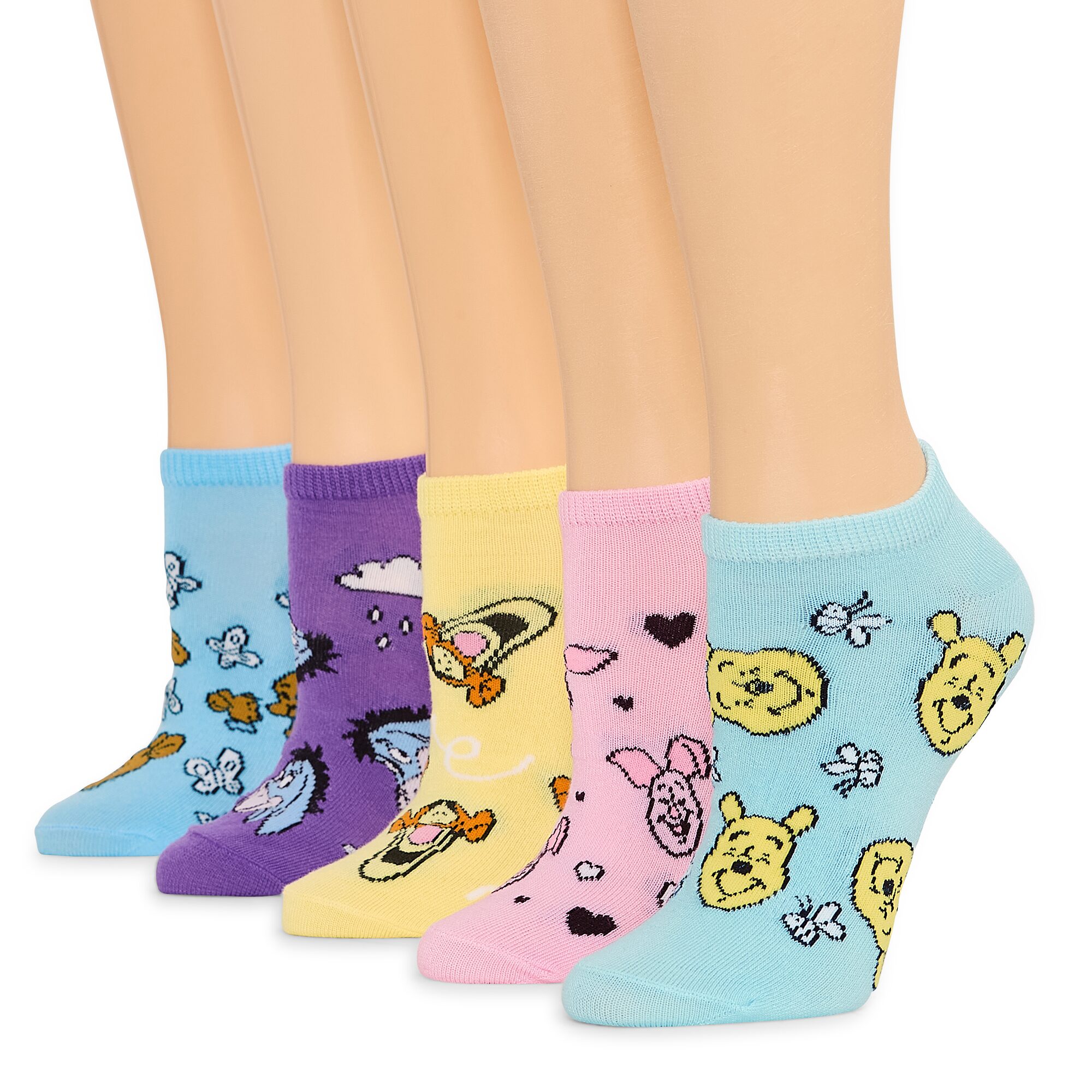Womens BREATHABLE Multi-Pack 5 Pair Winnie The Pooh Low Cut Socks