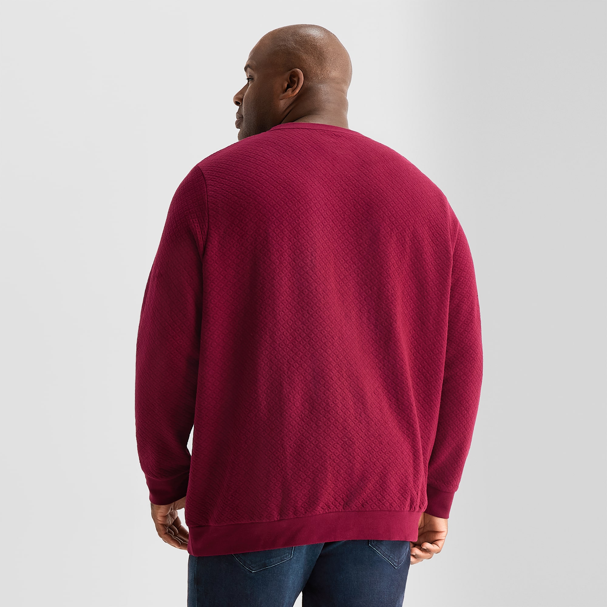 Shaquille O'Neal XLG™ Textured Fleece Mens Crew Neck Long Sleeve Big and Tall Sweatshirt