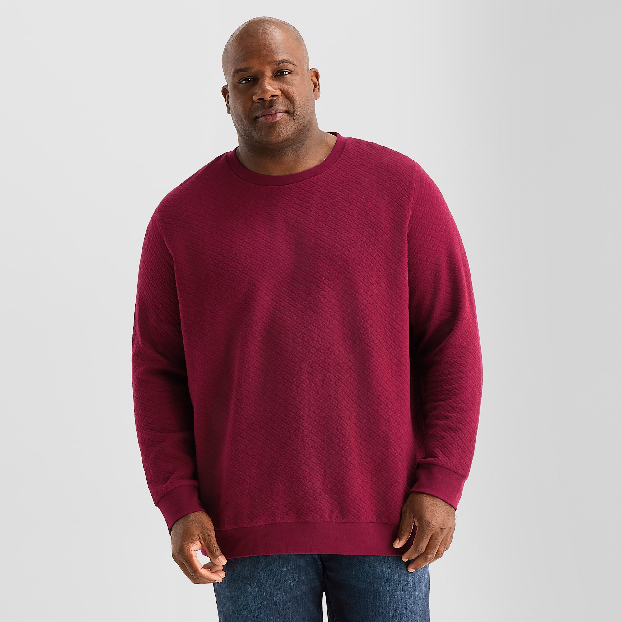 Shaquille O'Neal XLG™ Textured Fleece Mens Crew Neck Long Sleeve Big and Tall Sweatshirt