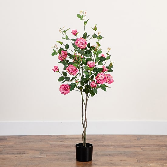 Nearly Natural 4ft. Pink Rose Indoor Artificial Tree
