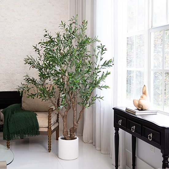 Nearly Natural 6ft. Green Grand Olive Indoor Artificial Tree