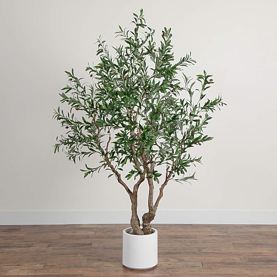 Nearly Natural 6ft. Green Grand Olive Indoor Artificial Tree