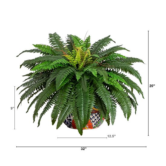 Nearly Natural 20in Green Double Boston Fern Artificial Plant