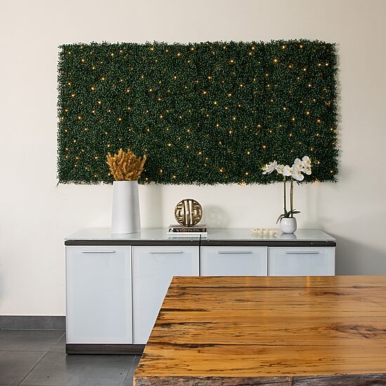 Nearly Natural 40in. X 40in. Green Lighted Boxwood Wall Panel Artificial Plant