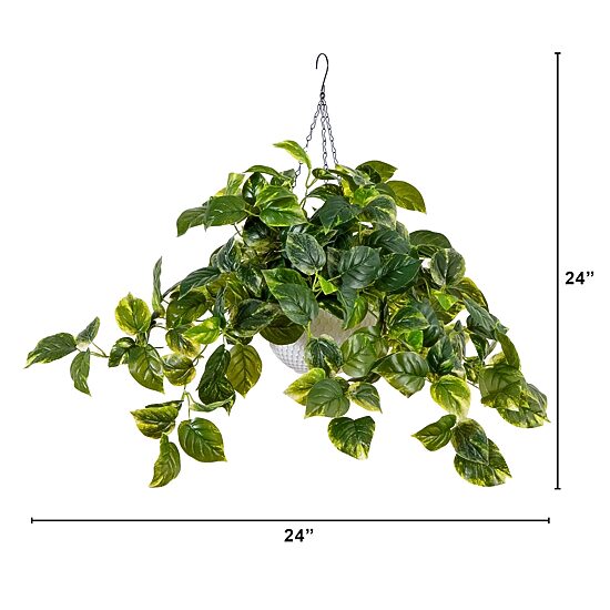 Nearly Natural 24in. Green Lighted Pothos Artificial Plant