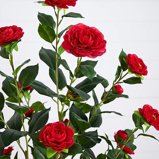 Nearly Natural 5ft. Red Camellia Rose Indoor Artificial Tree