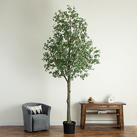 Nearly Natural 12ft. Green Eucalyptus Indoor Artificial Tree