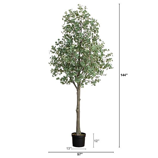 Nearly Natural 12ft. Green Eucalyptus Indoor Artificial Tree
