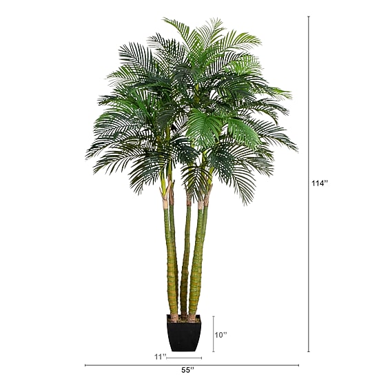 Nearly Natural 9.5ft. Green Areca Palm Indoor Artificial Tree