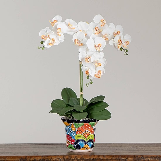 Nearly Natural 27in White Triple Orchid Floral Arrangement