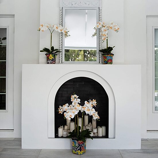 Nearly Natural 27in White Triple Orchid Floral Arrangement