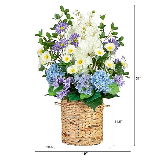 Nearly Natural 31in Mixed Flower And Hydrangea Floral Arrangement