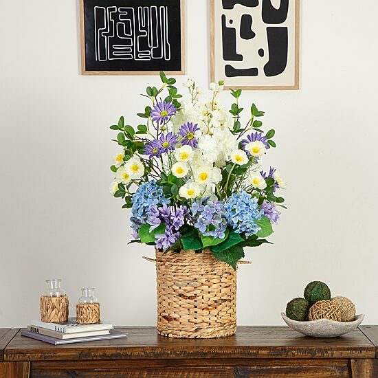 Nearly Natural 31in Mixed Flower And Hydrangea Floral Arrangement