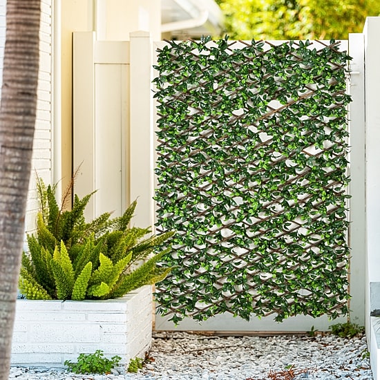 Nearly Natural 40in X 80in. Green Gardenia Expandable Privacy Fence Screen Artificial Plant