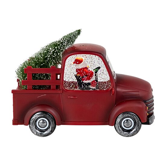 Northlight 9" Led Lighted Santa In Retro Truck With Tree Christmas Snow Globe