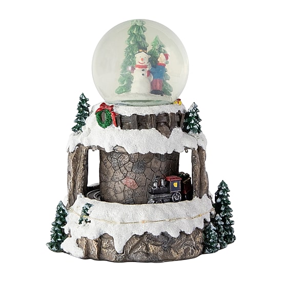 Northlight 9" Led Lighted Animated And Musical Snowman And Train Christmas Snow Globe