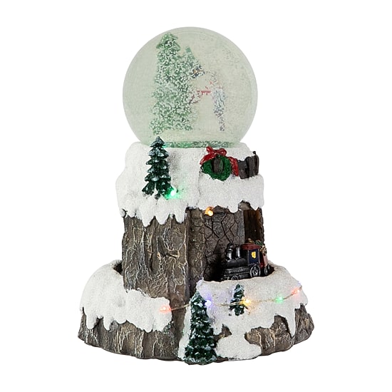 Northlight 9" Led Lighted Animated And Musical Snowman And Train Christmas Snow Globe