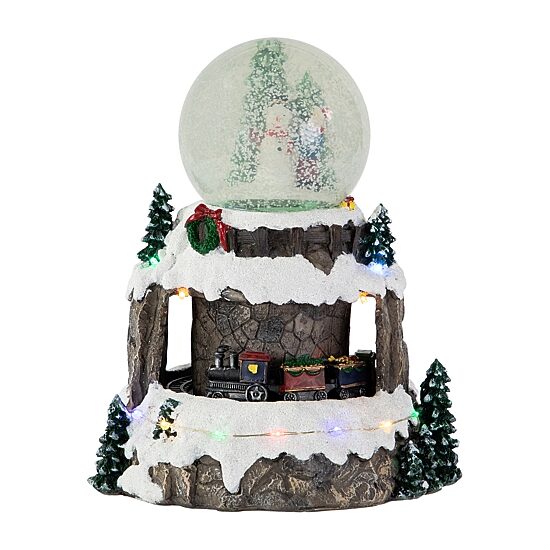 Northlight 9" Led Lighted Animated And Musical Snowman And Train Christmas Snow Globe