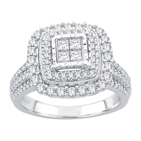 Womens 1 CT. T.W. Natural White Diamond 10K Gold Cushion Engagement Ring