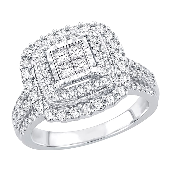 Womens 1 CT. T.W. Natural White Diamond 10K Gold Cushion Engagement Ring