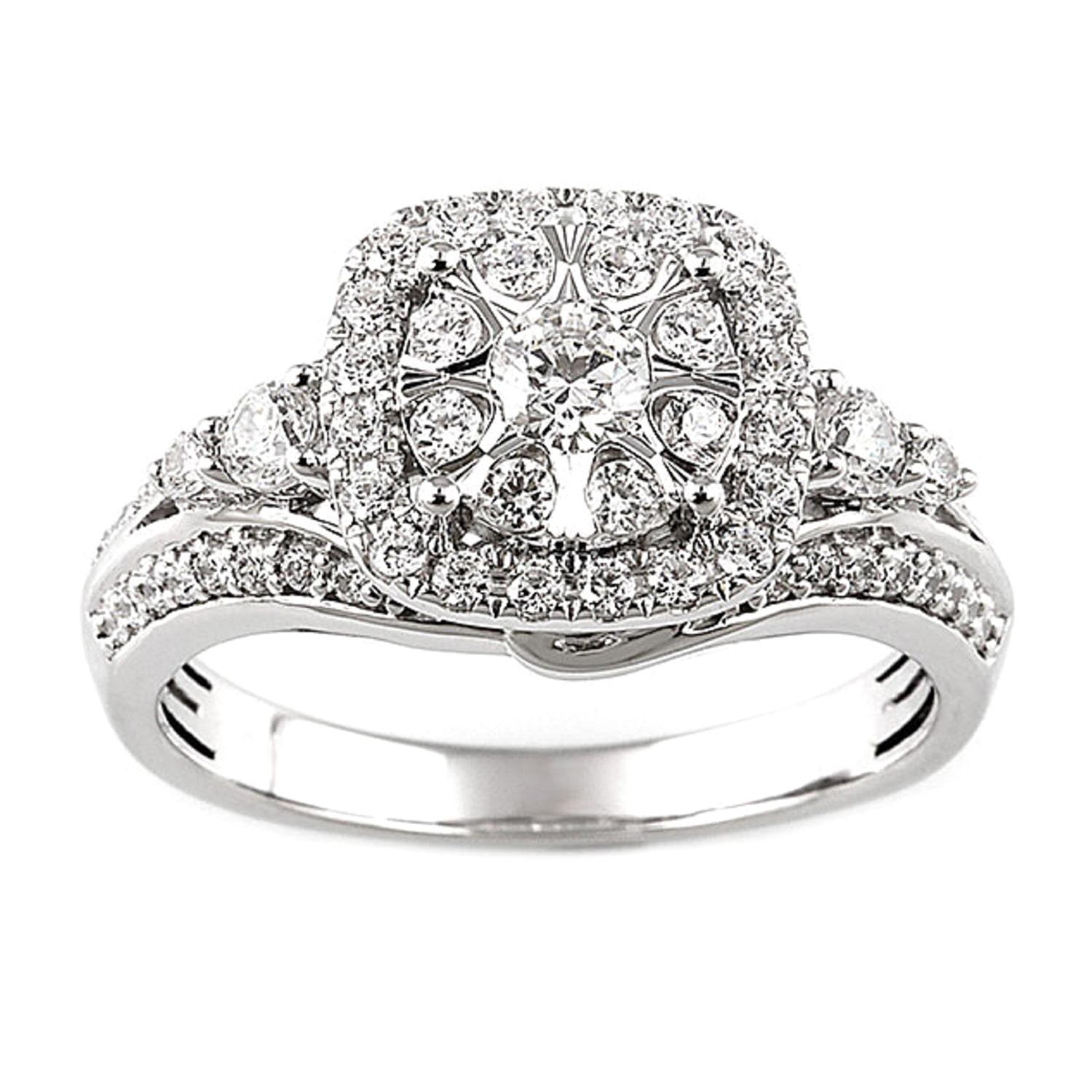 Signature By Modern Bride Womens 1 CT. T.W. Natural White Diamond 14K Gold Halo Bridal Set