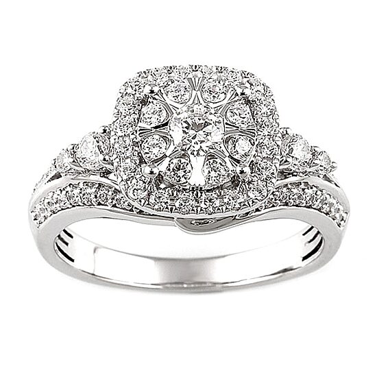 Signature By Modern Bride Womens 1 CT. T.W. Natural White Diamond 14K Gold Halo Bridal Set