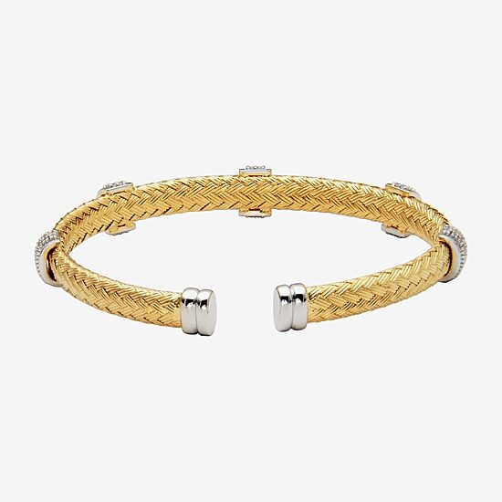 Paris 1901 By Charles Garnier Womens Cubic Zirconia 18K Gold Over Silver Cuff Bracelet