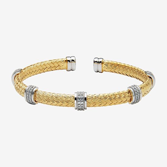 Paris 1901 By Charles Garnier Womens Cubic Zirconia 18K Gold Over Silver Cuff Bracelet