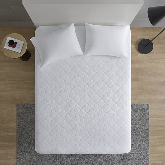 Sleep Philosophy All Natural Cotton Percale Quilted Mattress Pad with Spandex Snug-on Slip Fit Skirt