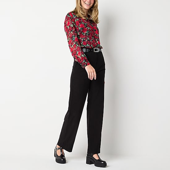 by&by Womens Juniors Wide Leg High Rise Trouser