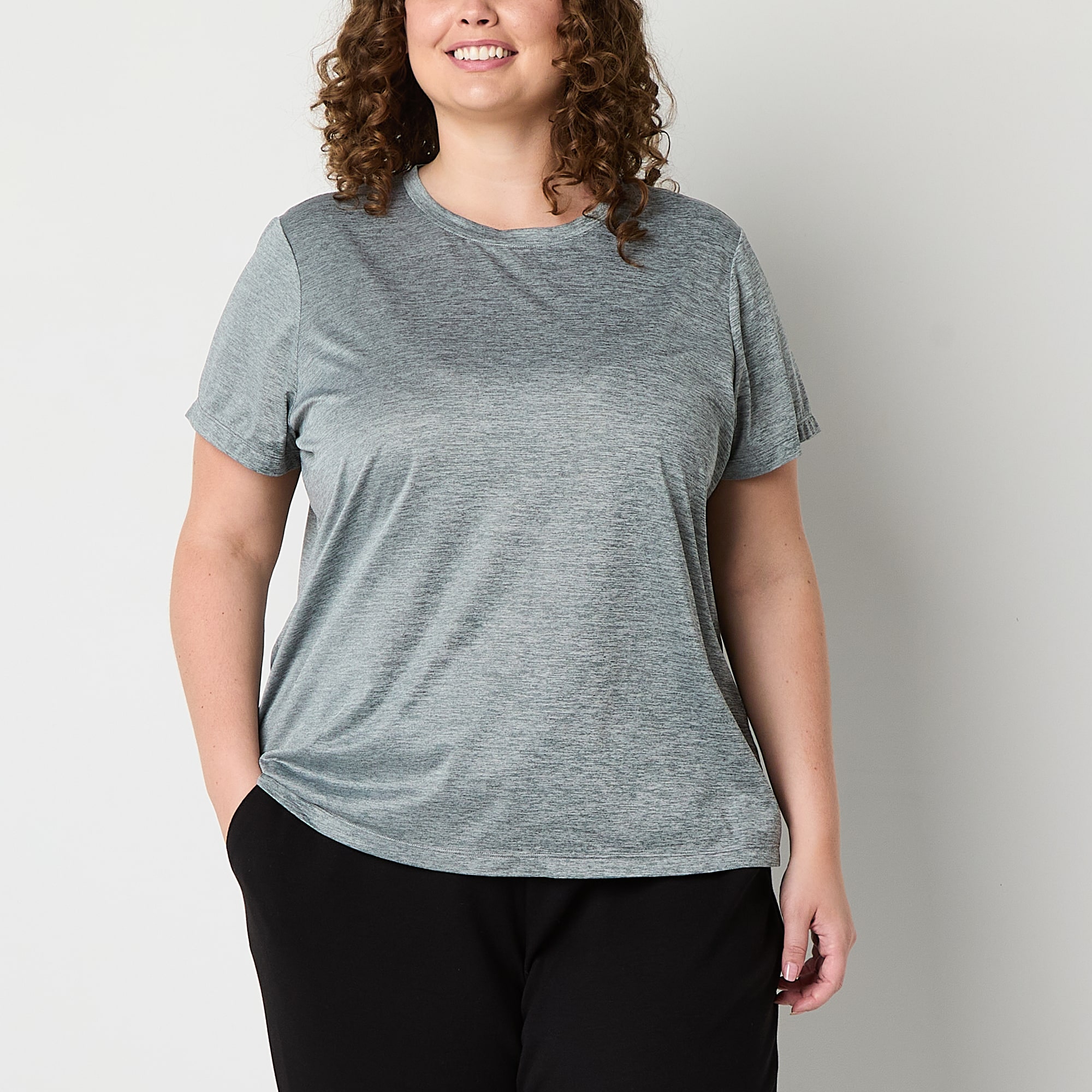 Xersion Womens Performance Crew Neck Short Sleeve T-Shirt Plus
