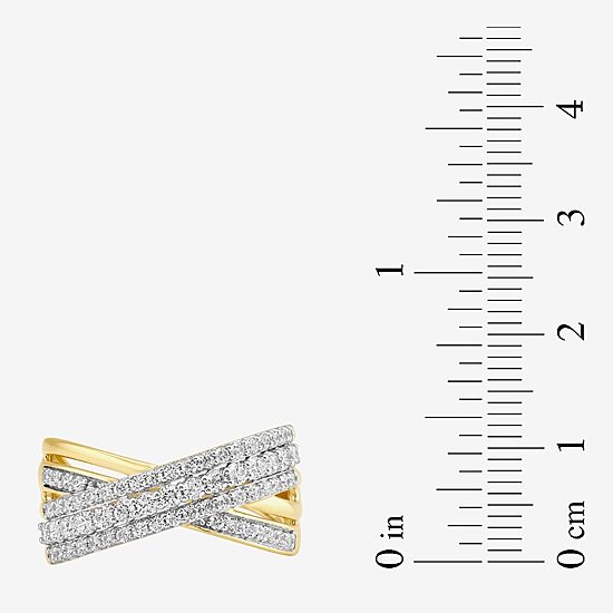 Womens 3/4 CT. T.W. Lab Grown White Diamond 10K Gold Crossover Band