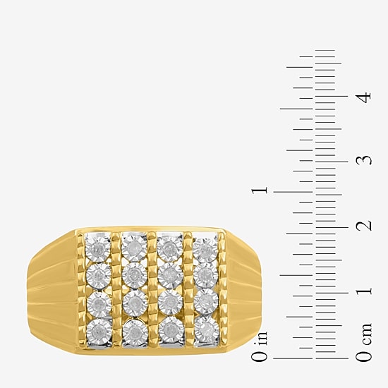 Mens 1/4 CT. T.W. Natural White Diamond 14K Gold Over Silver Fashion Ring