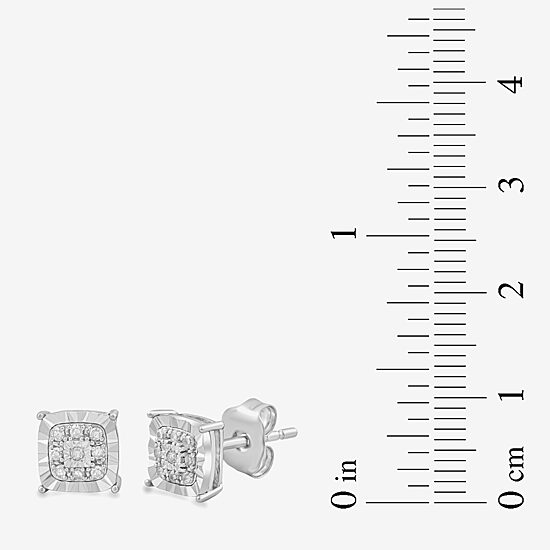 (H-I / I2-I3) Womens 1/5 CT. Lab Grown White Diamond Sterling Silver Round 2 Pair Earring Set