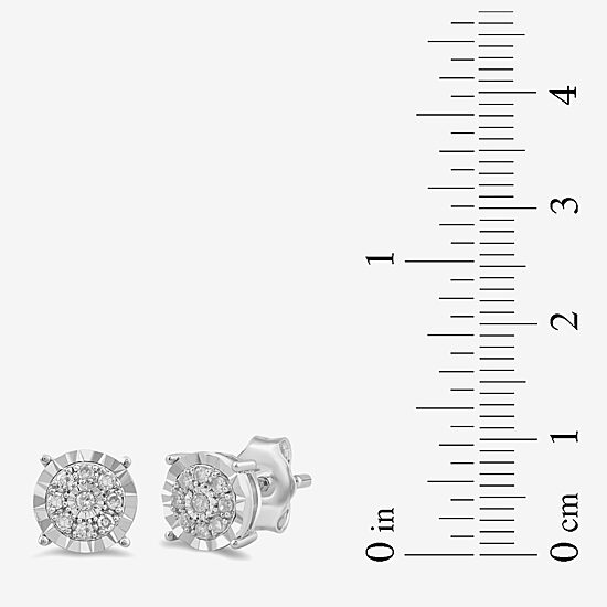 (H-I / I2-I3) Womens 1/5 CT. Lab Grown White Diamond Sterling Silver Round 2 Pair Earring Set