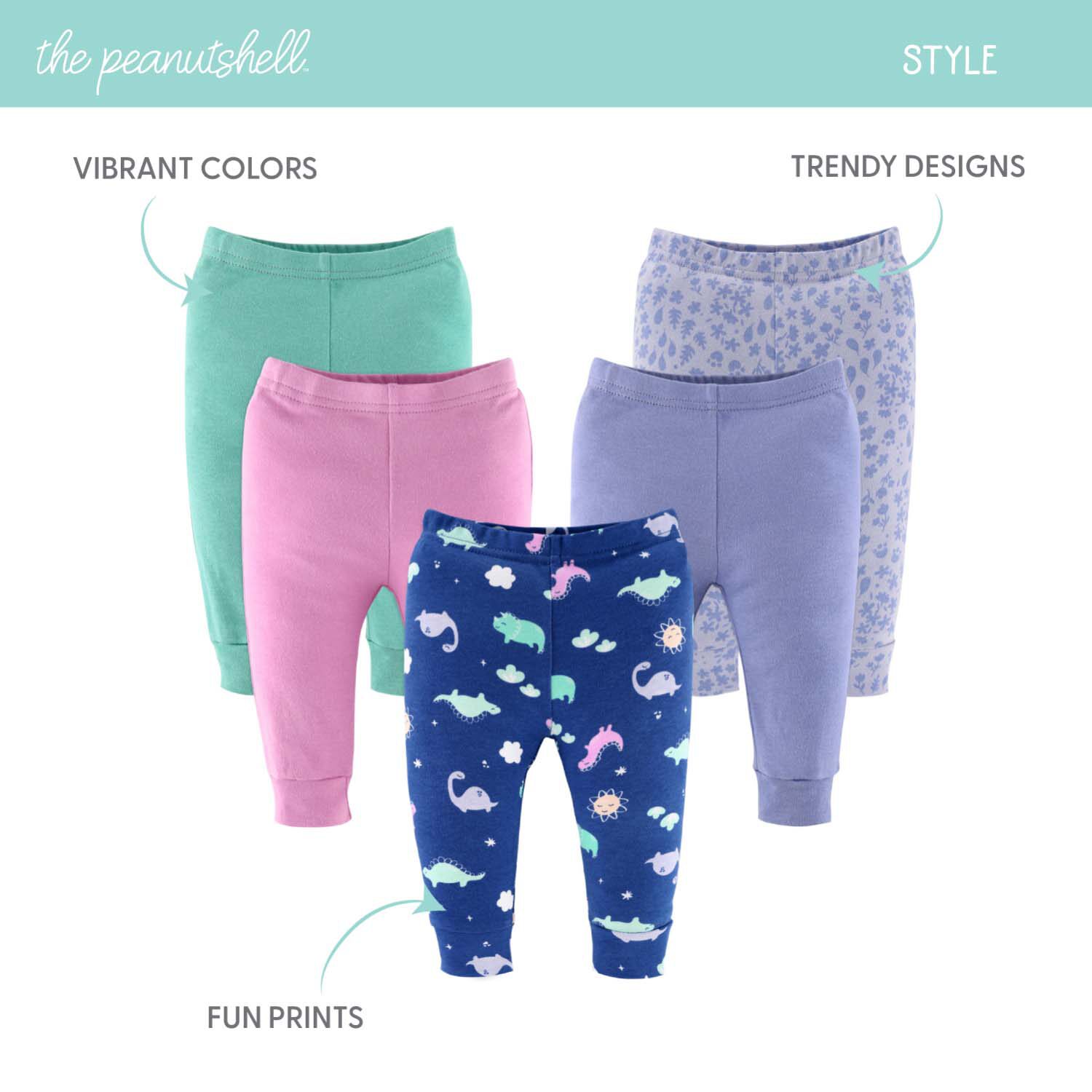 The Peanutshell Baby Girls Easy-on + Easy-off Mid Rise Straight Regular Fit Pull-On Pant