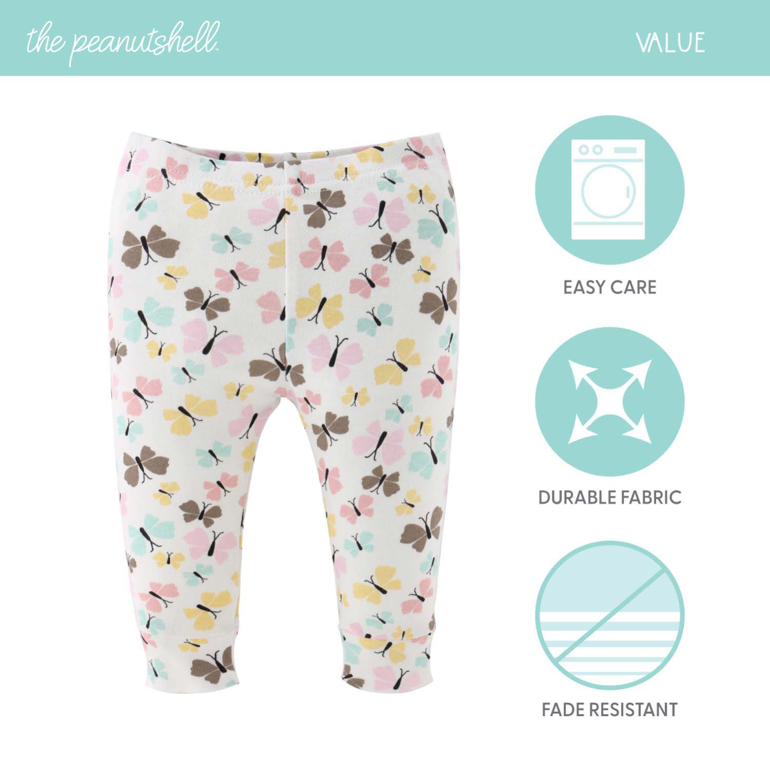 The Peanutshell Baby Girls Easy-on + Easy-off Mid Rise Straight Regular Fit Pull-On Pant